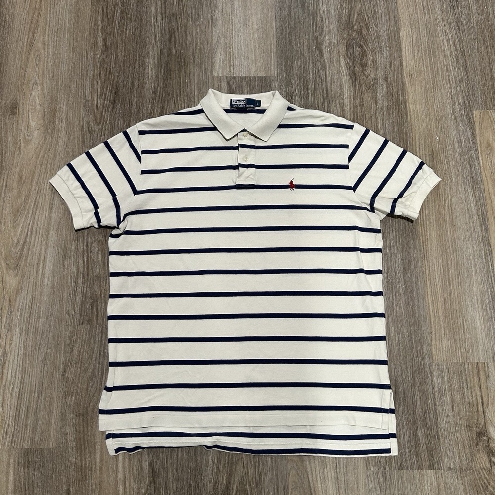 Vintage‎ Ralph Lauren POLO Shirt Mens Large  Striped Y2K Preppy Golf